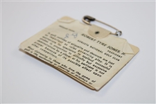 1970 Masters Tournament SERIES Badge #6696 - Billy Casper Win