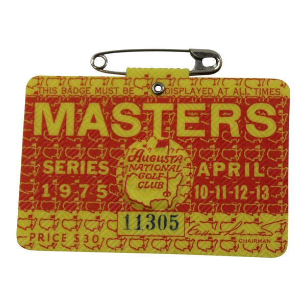 1975 Masters Tournament SERIES Badge #11305 - Jack Nicklaus Win