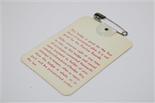 1981 Masters Tournament SERIES Badge #29 - Low Number - Tom Watson Win