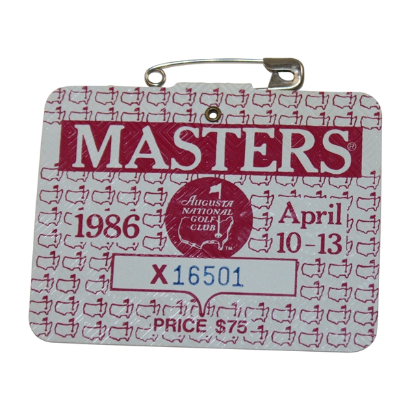 1986 Masters Tournament SERIES Badge #X16501 - Jack Nicklaus Win