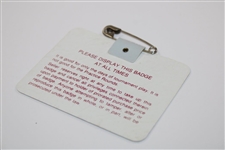 1986 Masters Tournament SERIES Badge #X16501 - Jack Nicklaus Win
