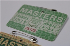 1974 & 1978 Masters Tournament SERIES Badges #324 & #28733 - Gary Player Wins
