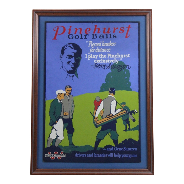 c.1920s Pinehurst Golf Balls Gene Sarazen Thos. E. Wilson & Co. Cardboard Advertisement
