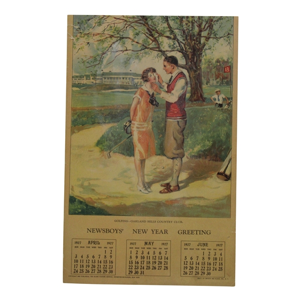 1927 Oakland Hills Country Club Newsboys New Year Greeting Calendar 