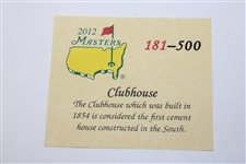 2012 Masters Tournament Ltd Ed Augusta National Clubhouse Coin #181/500 in Box w/Card