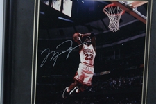 Michael Jordan Signed Dunking Oversized Photo - Framed UDA