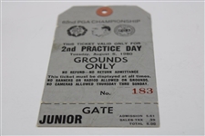 1980 PGA Championship at Oak Hill Tuesday Practice Round Ticket - Jack Nicklaus Win
