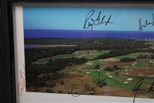 Big Three & 11 Champs Signed 1995 US Open at Shinnecock Hills Panoramic Photo - Framed JSA ALOA
