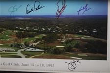 Big Three & 11 Champs Signed 1995 US Open at Shinnecock Hills Panoramic Photo - Framed JSA ALOA