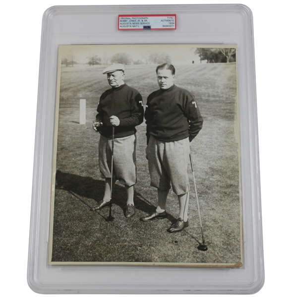 Bobby Jones Jr. & Sr. at ANGC Prior to First Masters News Service Original Photo AUTHENTIC PSA TYPE I