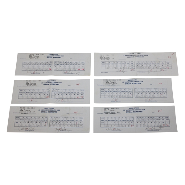 Crenshaw, Furyk, Singh & Nine Others Signed 1995/1998 Buick Classic Used Scorecards