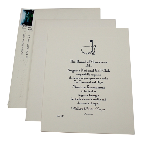 Lanny Wadkins 2008 Masters Tournament Honorary Invitee Invitation w/ Envelope 