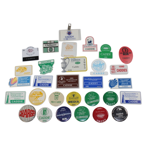 Thirty (30) 1980s/1990s Caddy Badges/Credentials - Palmer Caddy Royce Nielson Collection