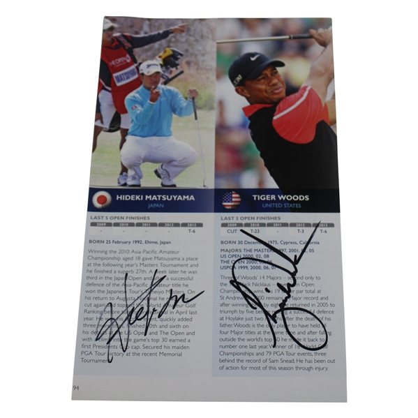 Tiger Woods Signed w/Hideki/Fowler/Blixt The Open Preview Page JSA ALOA