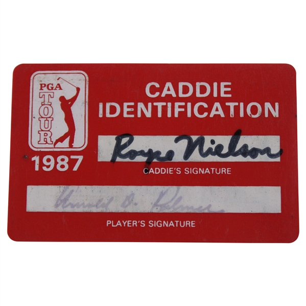Arnold Palmer Signed 1987 PGA Tour Player Caddie ID Card - Nielson Collection