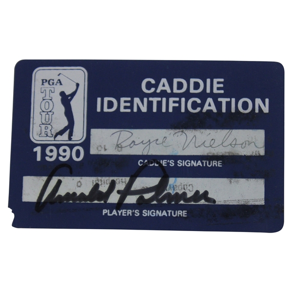 Arnold Palmer Signed 1990 PGA Tour Player Caddie ID Card - Nielson Collection