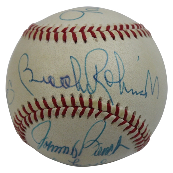 MLB/NFL Hall of Famers Sayers, Robinson, Bench, Ford & others Signed Rawlings Baseball JSA ALOA