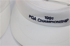John Daly Signed Las Vegas Inv. Caddy Bib w/1991 PGA Visors & Guide w/Personal Logo Ball JSA ALOA