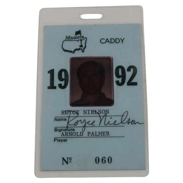 Arnold Palmers 1992 Masters Tournament Caddy Badge #60 - Royce Nielson Collection