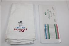 Arnold Palmer Signed Photo w/Purpoodock Club Scorecard, Hat & Towel - Site of 2nd to last Pro Win - Nielson Collection JSA ALOA