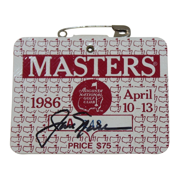 Jack Nicklaus Signed 1986 Masters Tournament SERIES Badge #A248 JSA ALOA