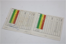 Gary Player Signed Scorecard with Two (2) Personal Used Black Knight Logo Golf Gloves - Nielson Collection