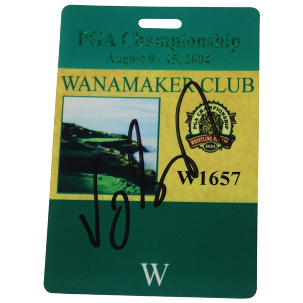 Vijay Singh Signed 2004 PGA Championship at Whistling Straits Badge #W1657 JSA ALOA