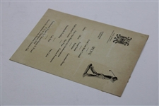 1939 Henry Picard PGA Champion's Dinner Menu At Hershey Country Club