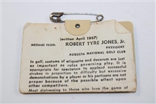 Gary Player Signed 1974 Masters Tournament SERIES Badge #6624 JSA ALOA
