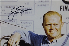 Jack Nicklaus Signed Photo Posing w/Clubs Leaning On CBS Camera JSA ALOA