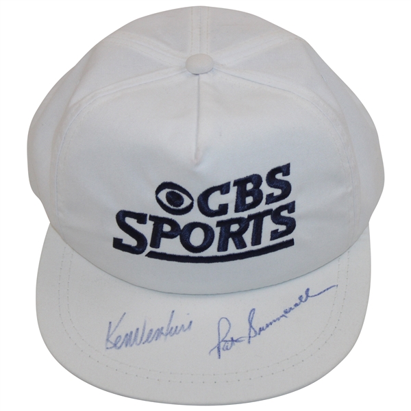 Ken Venturi & Pat Summerall Signed CBS Sports White Hat JSA ALOA