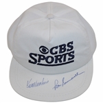 Ken Venturi & Pat Summerall Signed CBS Sports White Hat JSA ALOA