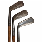 Seymour Dunn (3-Clubs) Left Hand Smooth Face Irons Mashie, Pitcher, Putter Lake Placid New York