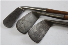 Seymour Dunn (3-Clubs) Left Hand Smooth Face Irons Mashie, Pitcher, Putter Lake Placid New York