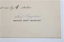 Ben Hogan Signed 1953 The Open Champion's Challenge Certificate - October JSA ALOA 