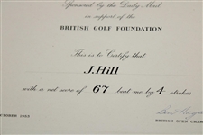 Ben Hogan Signed 1953 The Open Champion's Challenge Certificate - October JSA ALOA 