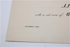 Ben Hogan Signed 1953 The Open Champion's Challenge Certificate - October JSA ALOA 