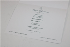2002 Masters Champions Club Dinner Menu - Tiger Woods Host