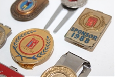 Seven (7) Official/Sponsor Money Clips/Badges - Royce Nielson Collection