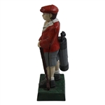 Vintage Metal Golfer Carrying Golf Bag Statue