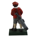 Vintage Metal Golfer Carrying Golf Bag Statue