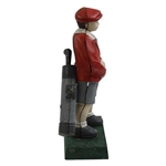 Vintage Metal Golfer Carrying Golf Bag Statue