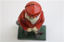 Vintage Metal Golfer Carrying Golf Bag Statue