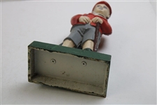 Vintage Metal Golfer Carrying Golf Bag Statue