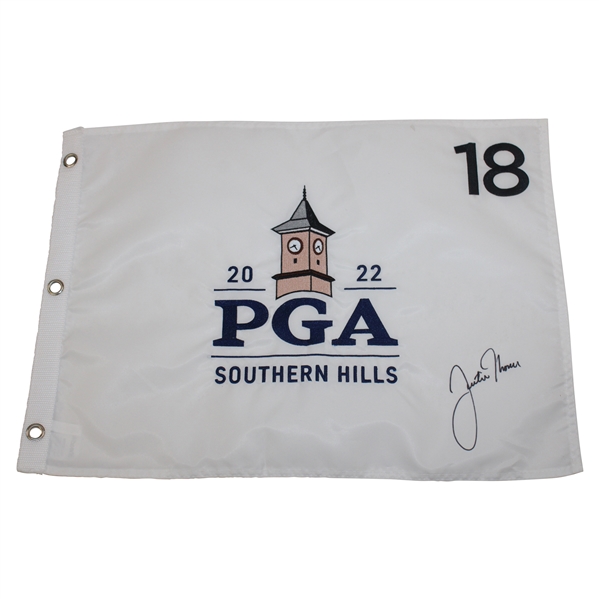 Justin Thomas Signed 2022 PGA Championship At Southern Hills Embroidered Flag JSA ALOA