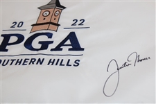 Justin Thomas Signed 2022 PGA Championship At Southern Hills Embroidered Flag JSA ALOA