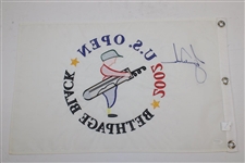 Tiger Woods Signed 2002 US Open at Bethpage Black Embroidered Flag PSA/DNA #Q05800