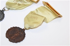 1956 & 1961 Journal Games Golf Medals with Bar Pin & Ribbons - Silver & Bronze Colored