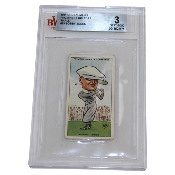1931 Churchmans Prominent Golfers Bobby Jones (Small) #25 Beckett Graded 3 #0015522171