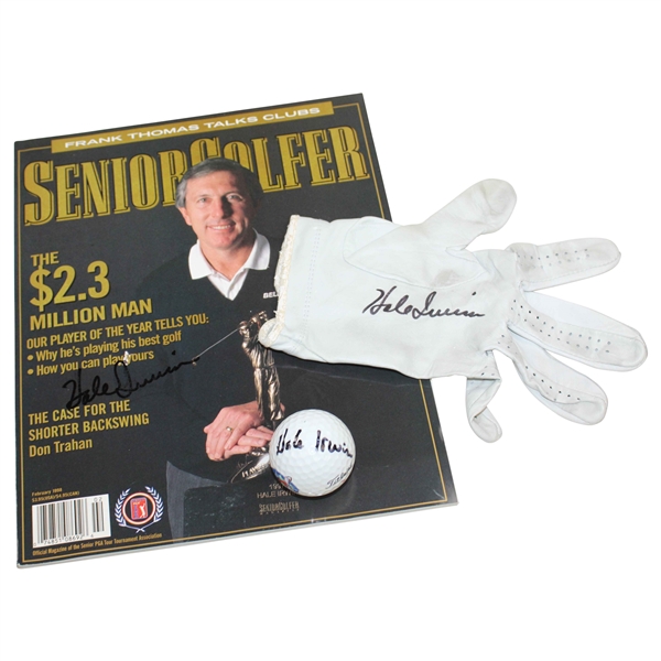 Hale Irwin Signed Ball, Glove, And Magazine JSA ALOA